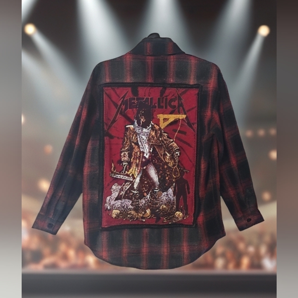 Upcycled METALLICA distressed Graphic Flannel Shirt